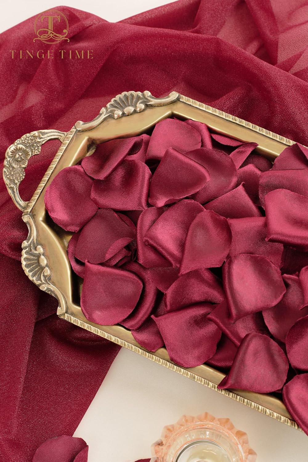 Burgundy Silk Rose Petals 300pcs – Heart-Shaped Flower Petals for Wedding, Bridal Shower & Party Decor