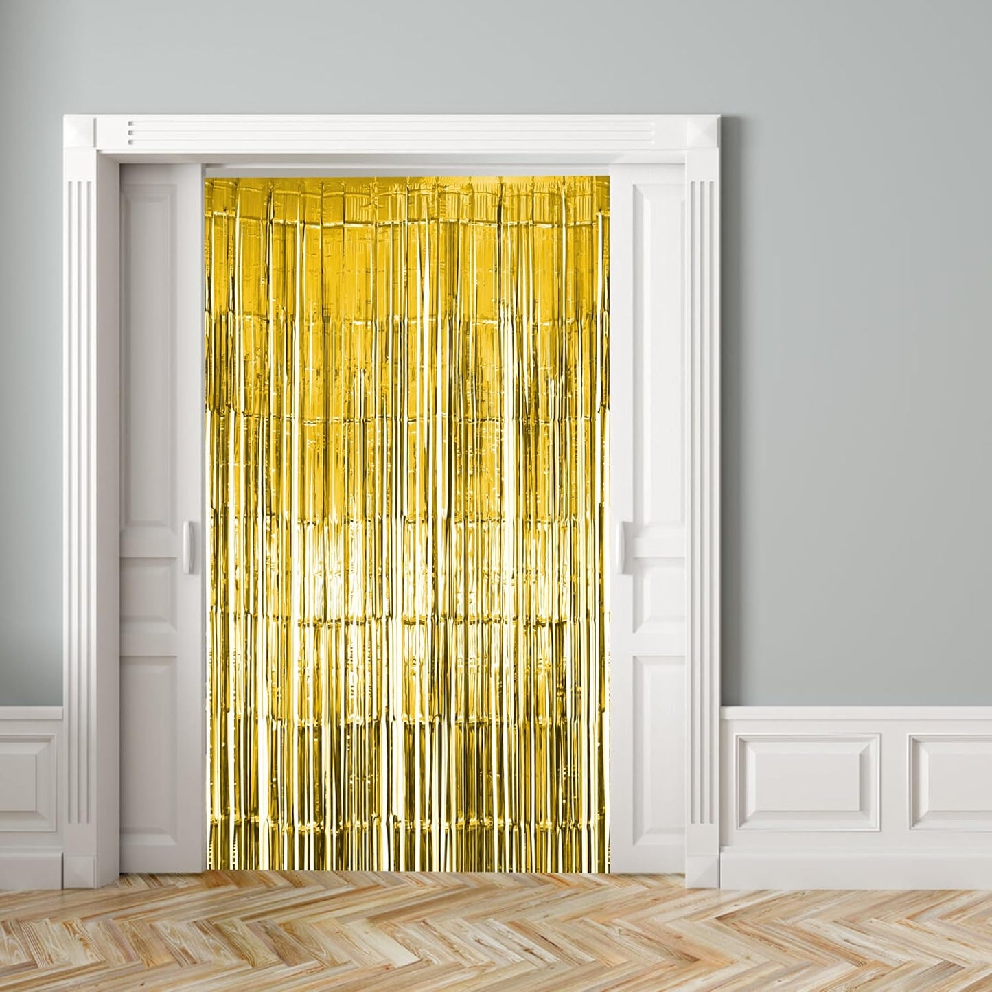 10 Pack Gold Fringe Curtain Party Backdrop, Gold Tinsel Backdrop, Decoration Supplies for Birthday, Holidays, Parties & More