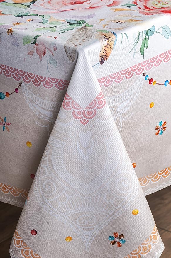 Maison d' Hermine Table Cloth Square Table 100% Cotton 54 x 54 Inches Tablecloth Reusable Decorative for Dining Room Farmhouse Home Valentines Day Decorations Spring Summer - Ibiza - Beige