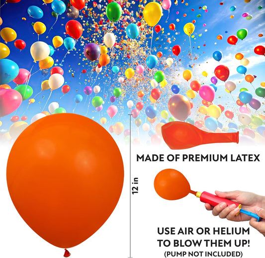 Orange Balloons 100 Pack, 12 Inch Orange Latex Balloons For Birthdays, Halloween, Weddings, Baby Showers, Holidays