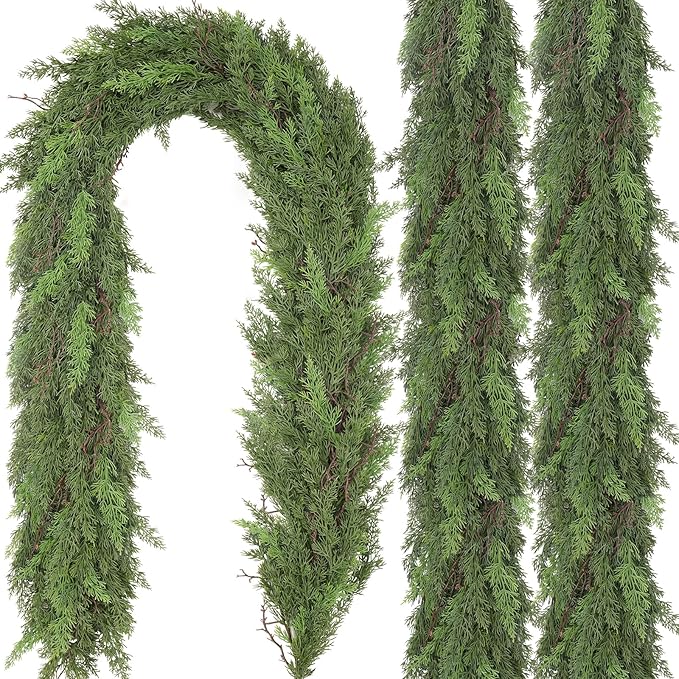 1 Pcs 6FT Christmas Cedar Garland Real Touch Christmas Garland Thick and Lush Christmas Garland Realistic Artificial Greenery Garland for Fireplace Holiday Indoor Outdoor