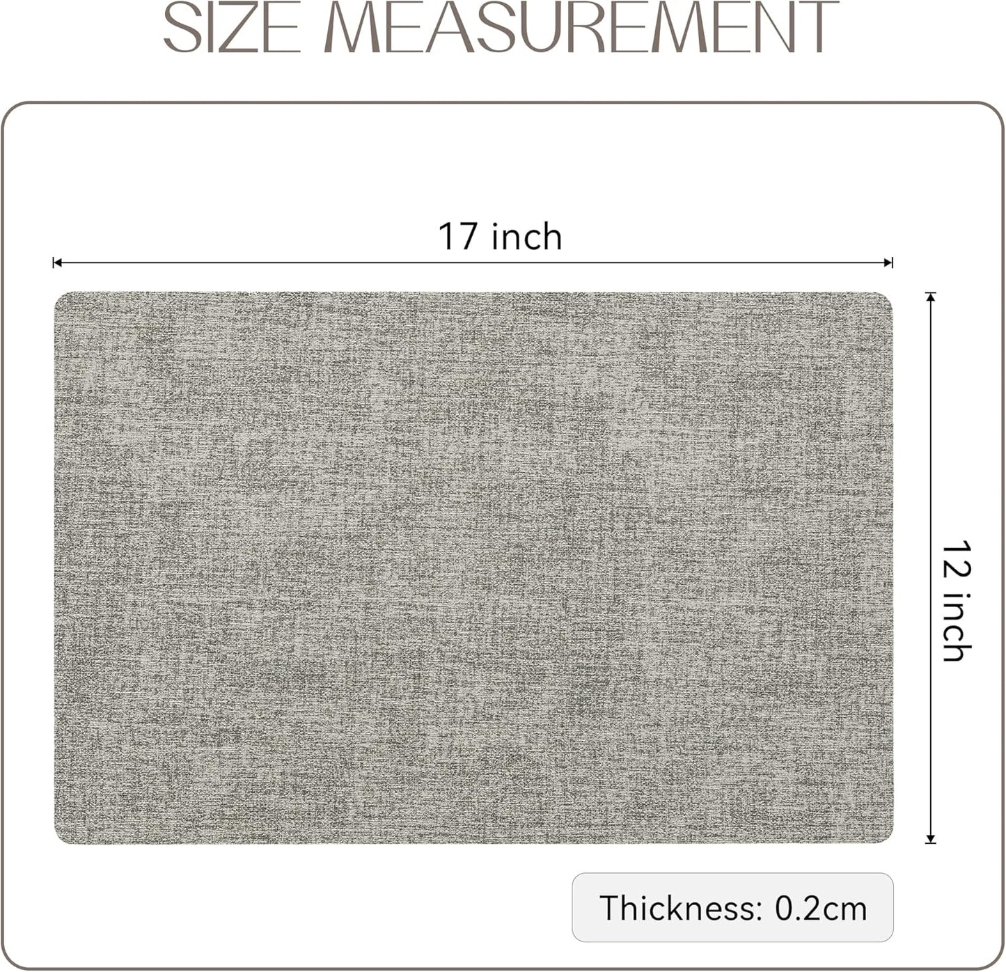 Romanstile Vinyl Placemats Set of 12-12 X 18 Inch - Heat Resistant Place Mats 100% Waterproof Oilproof Wipeable Reversible Faux Leather Table Mats for Kitchen/Dining/Party/Outdoor, Light Grey