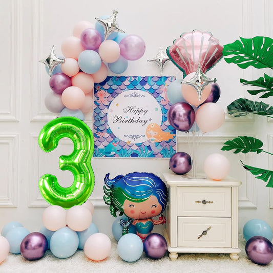 Smlpuame 40 inch Number Balloon 0-9 Green Large Number 3 Balloons,Digital Balloons for Birthday Party Celebration Decorations Supplies, Helium Foil Number Balloons for Wedding Anniversary