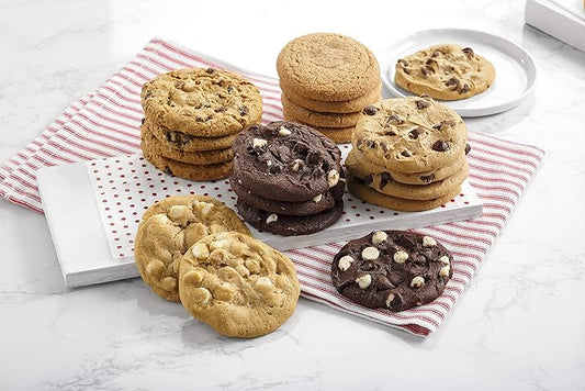 Mrs. Fields Crimson Personal Cookie Tower - Assorted with 10 Original Sized Cookies and 78 Nibblers Bite-Sized Cookies in our 5 Classic Flavors (88 Count)