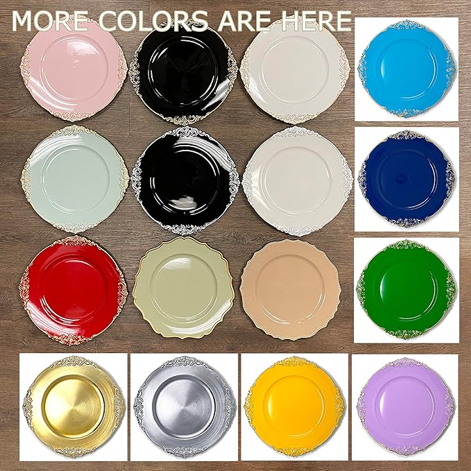 allgala Heavy Quality Round Charger Plates - Chargers for Dinner Plates - Set of Charger Plates for Table Decor - Ideal for Weddings, Thanksgiving Parties & Holidays - Floral Yellow (13-Inch 6-Pack)