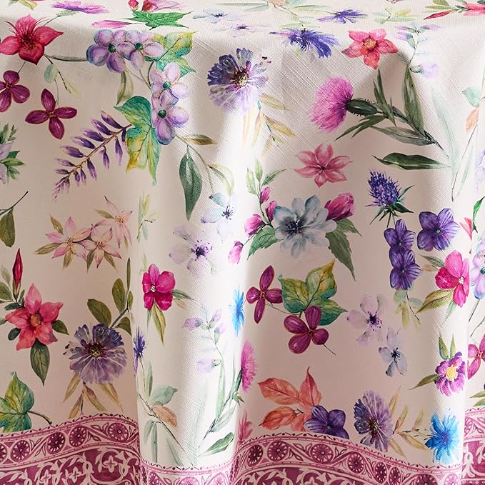 Maison d' Hermine Table Cloth Round Table 100% Cotton 69 Round Inches Tablecloth Reusable Decorative for Dining Room Farmhouse Home Valentines Day Decorations Spring Summer - Chardon