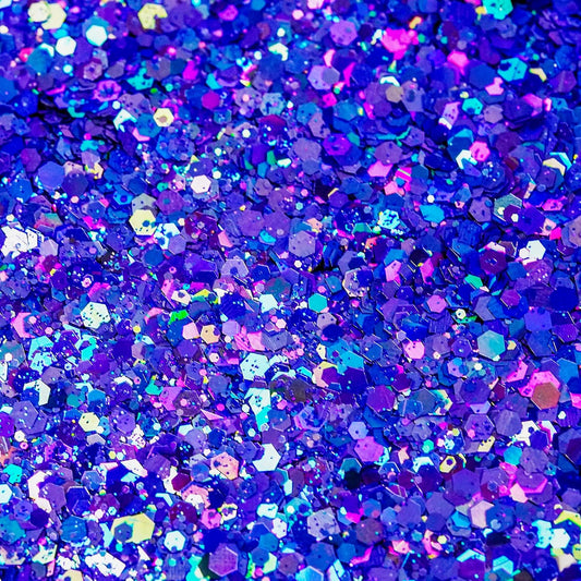 HEMOER Blue Glitter, 100g/3.5oz Holographic Chunky Glitter Mixed Hexagon Chunky & Fine Flakes Iridescent Sequins for Epoxy Crafts, Resin, Nail Body, Tumblers, Party Decoration