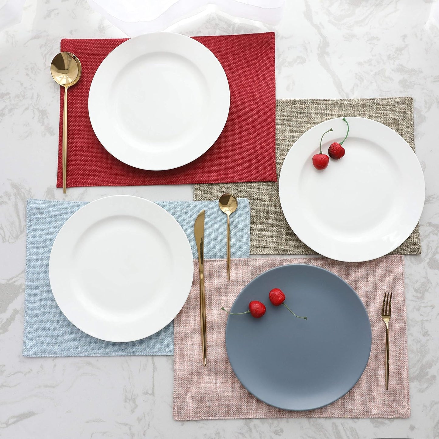 Home Brilliant Placemats Set of 8 Heat Resistant Dining Table Place Mats for Kitchen Table Party Dinner Decorations, 13 x 19 inches, Apricot Pink