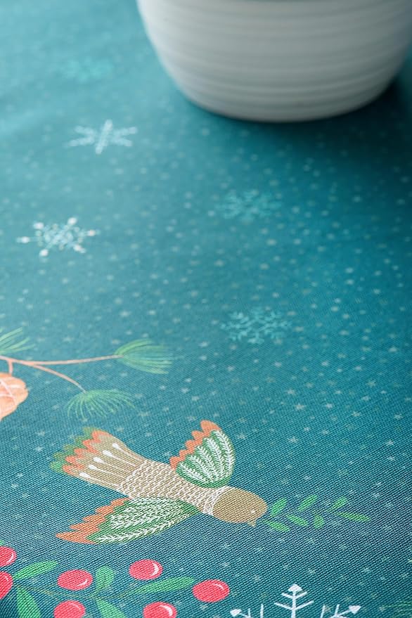 Maison d' Hermine Table Cloth Rectangle Table 100% Cotton 60 x 120 Inches Fall Tablecloth Reusable Everyday Use for Thanksgiving Christmas Decorations Dining Farmhouse Party (Hygge Christmas)