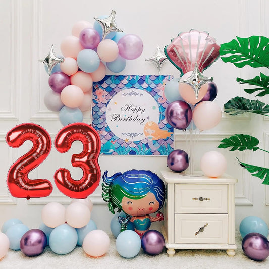 Smlpuame 40 inch Number Balloon 0-9 Red Large Number 23 Balloons,Digital Balloons for Birthday Party Celebration Decorations Supplies, Helium Foil Number Balloons for Wedding Anniversary