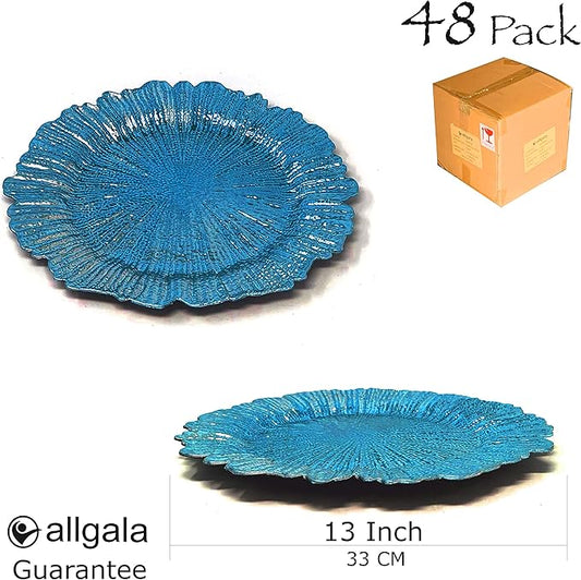 allgala 13-Inch 48-Pack Heavy Quality Round Charger Plates-Reef Turquoise-HD80836