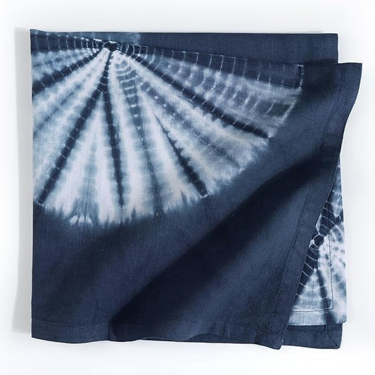 FINGERCRAFT Cloth Napkins Set of 6 Cotton Blend Tie Dye 20x20 Inch Large Size Dinner Napkins Cloth Perfect for Parties Dinners Weddings Cocktail Christmas Easter Royal Blue Circle