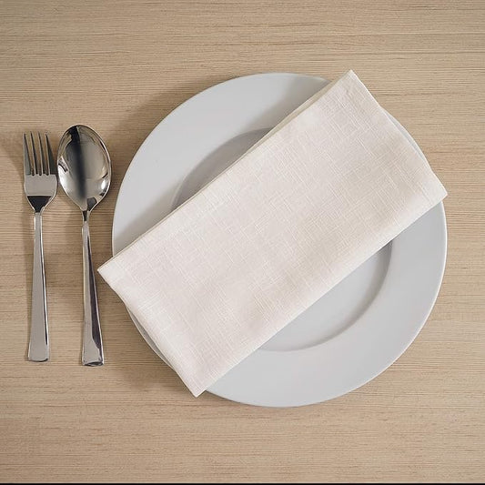 FINGERCRAFT Cloth Napkins Set of 6 Cotton Blend 20x20 Inch Large Size Dinner Napkins Cloth Perfect for Parties Dinners Weddings Cocktail Christmas Easter Stonewashed Off White