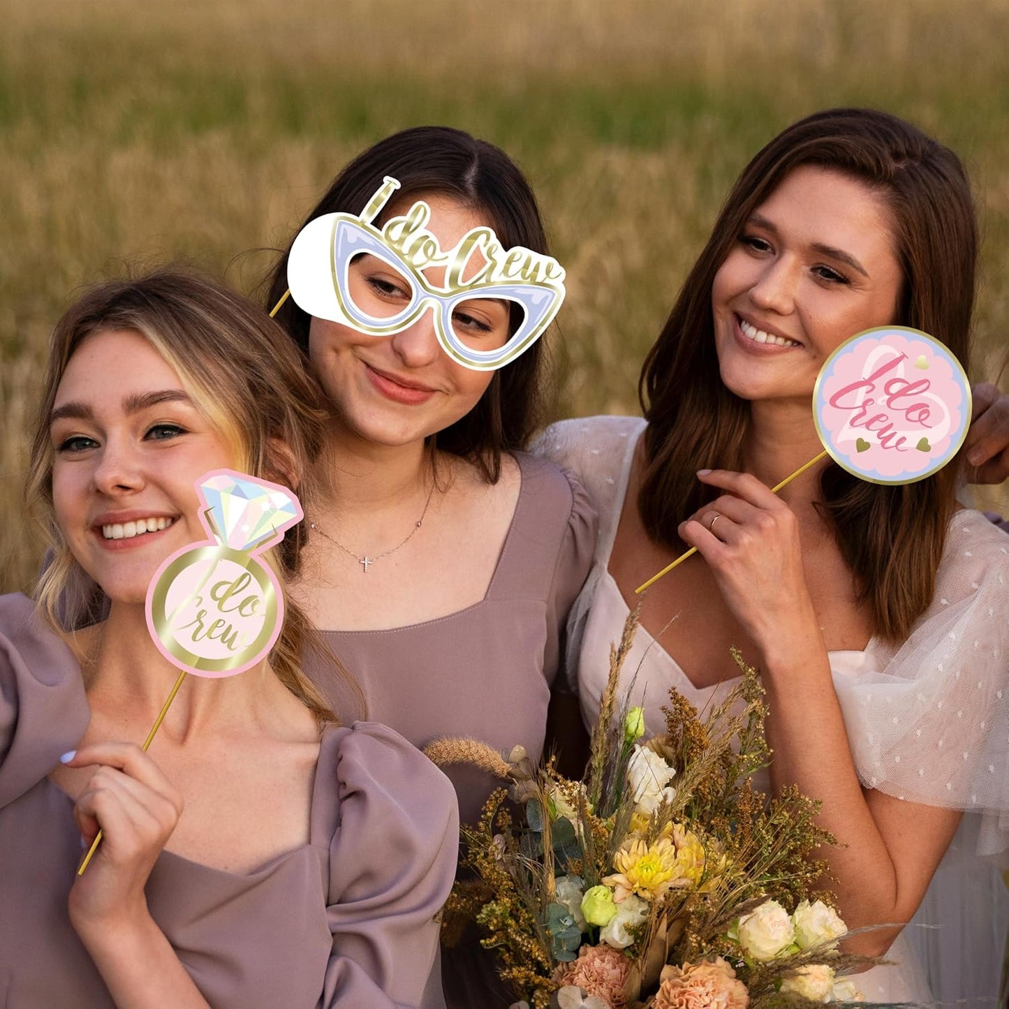 Cheerland Bridal Shower Photo Props Bachelorette Photo Booth Props Pastel and Gold Party Accessories Hen Do Engagement Proposal Party Supplies Bridal Party Cute Selfie Decorations 18 Pcs