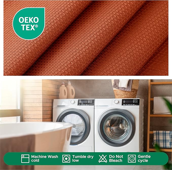Biscaynebay Fall Tablecloth Textured Fabric Square Tablecloths 90x90 Inch, Rust Thanksgiving Autumn Harvest Water Resistant Fabric Tablecloths for Kitchen, Dining, Wedding, Parties Machine Washable