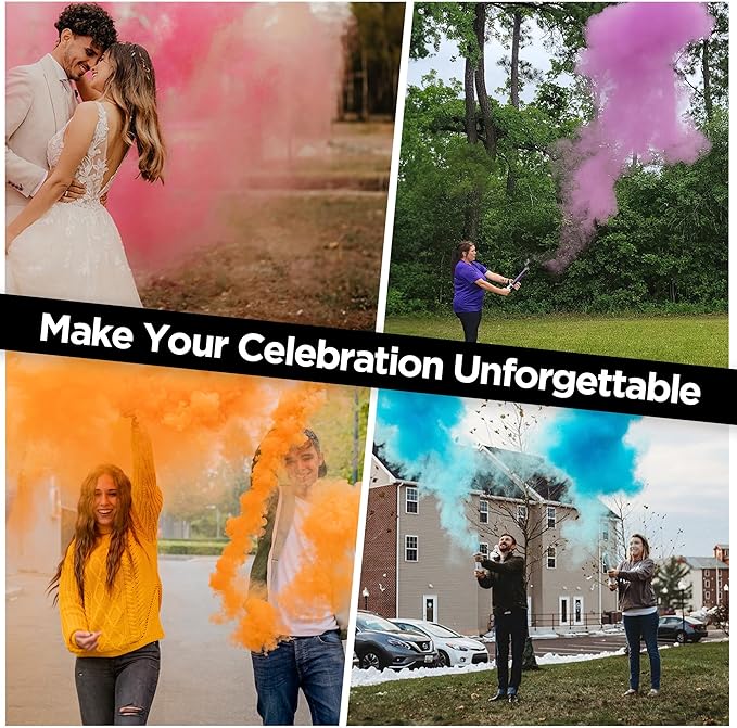 Blaise Pyro & Party Powder Poppers - Colorful Cannons for Birthdays, Weddings, Anniversaries, & More – Designed to Break Down Naturally, Easy to Use for Photoshoots & Celebrations - 16", 4 Pack, Blue