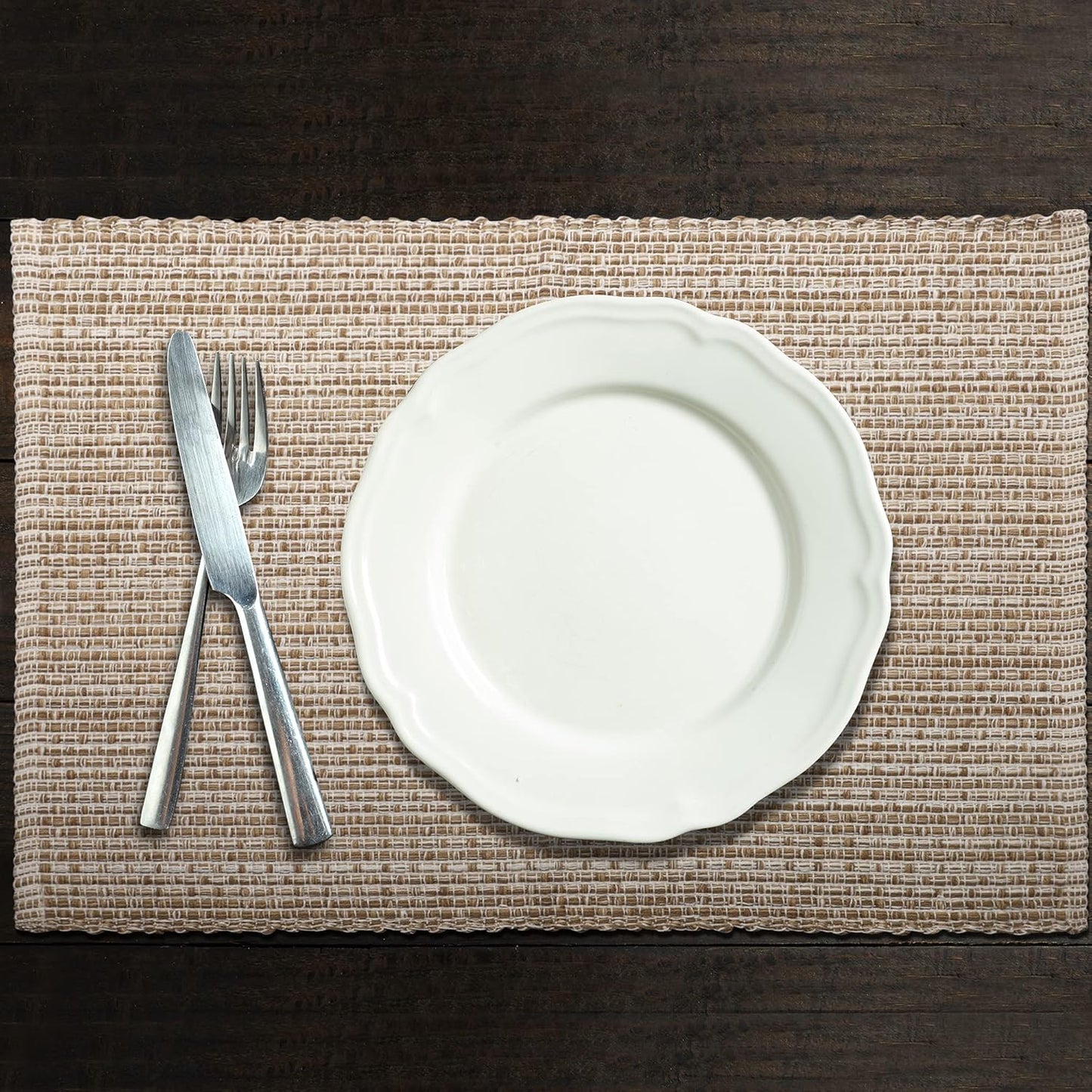 Urban VillaPlacemats for Dining Table 100% CottonPlacemats 14''x20'' Over Sized Tablemats Set of 6 Placemats Egg Shell Two Tone Tablemats for Family Dinners Wedding Parties Everyday UsePlacemats