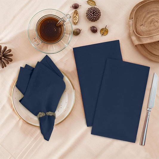 Ruvanti Cloth Napkins Set of 12, 18x18 Inches, 100% Cotton, Washable, Soft & Absorbent, Perfect for Wedding, Christmas, Thanksgiving Dinners - Pageant Blue