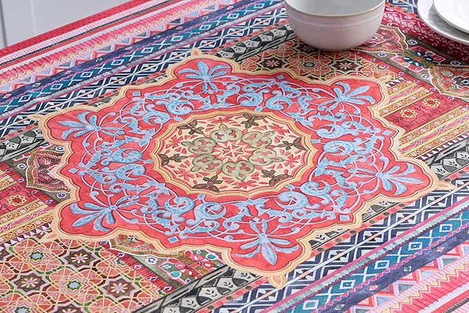 Maison d' Hermine Table Cloth Square Table 100% Cotton 54 x 54 Inches Fall Tablecloth Reusable Everyday Use for Thanksgiving Christmas Decorations Dining Farmhouse Party (Ispahan)