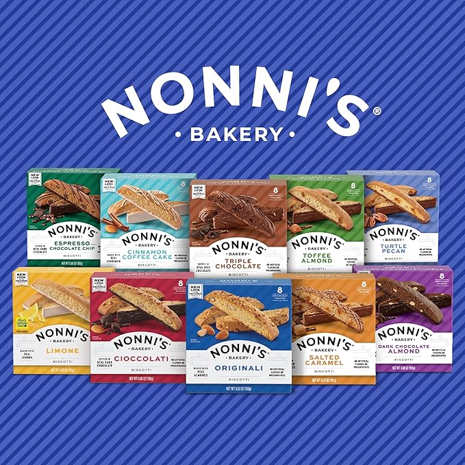 Nonni's Gingerbread Biscotti Holiday Cookies - 2 Boxes Gingerbread Cookies - Gingerbread Christmas Cookies w/Almonds & White Icing - Biscotti Individually Wrapped Cookies - Italian Cookies - 6.88 oz