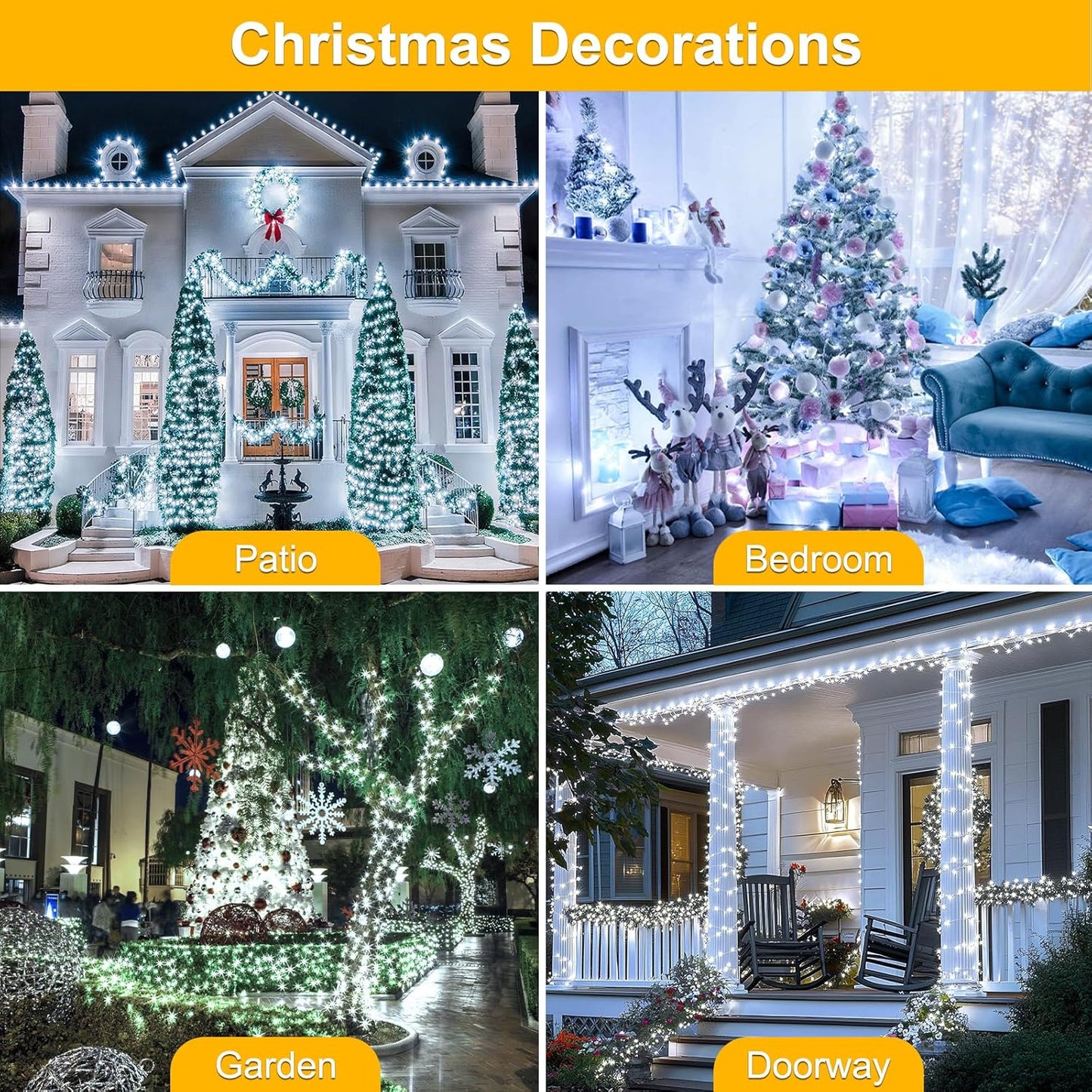 66FT 200LED Christmas Lights Plug in,Connectable Fairy Lights with Plug/Timer/8 Modes, Christmas Tree Lights Lighting Outdoor Indoor Garden Party Wedding Christmas Tree Decoration(Cool White)