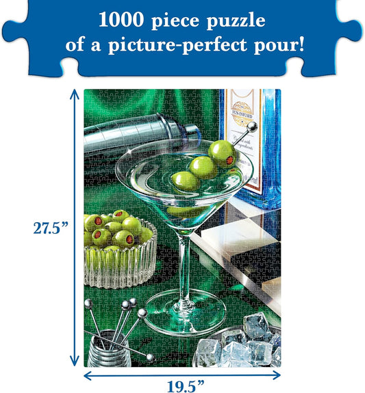 Jigsaw Puzzle 1000 Pieces - The Classic Martini, Cocktail Puzzle for Adults with Full-Size Poster, Vibrant Art, Brain-Boosting Fun for Adults, Gifts for Cocktail Lovers, Finished Size 27.5" x 19.5"