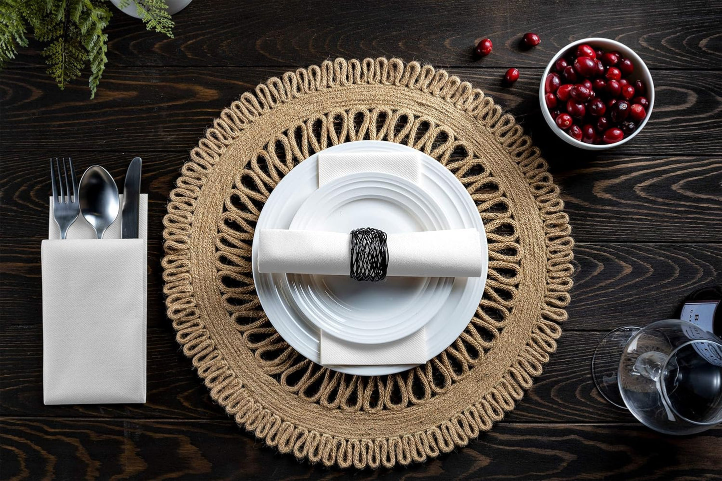 Linen-Feel European-White Paper Napkins - Decortive Cloth-Like Disposable Dinner Napkins - Soft And Absorbent. For Kitchen, Party, Wedding, Bathroom Or Any Occasion. (Pack of 100)