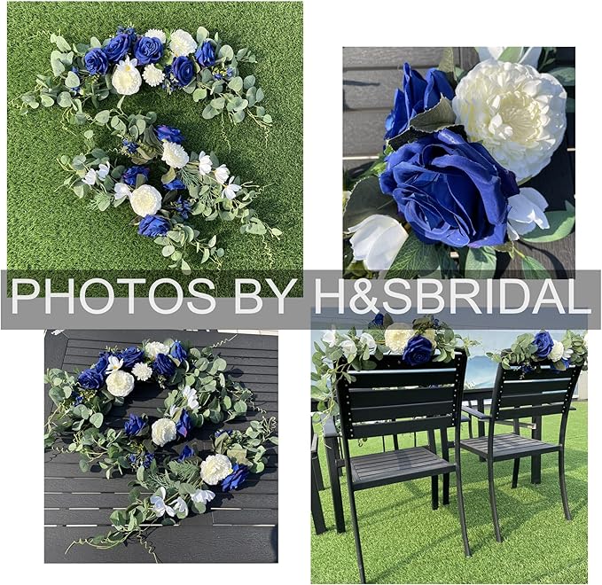Wedding Arch Flowers,3Pcs Set White Rose Decorative Floral Swags, Artificial Greenery Eucalyptus Leaves Flower For Sheer Drapes, Wedding Chair, Arbor, Wedding Ceremony and Reception Arrangement