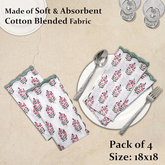 Embroidery Napkins Kitchen Towels Table Decor Table Linen Cotton Napkins Cloth Napkins Set of 4-20"x 20" Block Print Napkins Dinner Napkins Gifts for her Gifts for mom