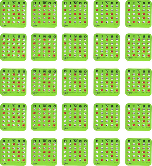 Regal Bingo Bulk Bingo Cards with Sliding Windows - Reusable Large Print Bingo Game Cards for Adults Large Group - 25 Pack, Green