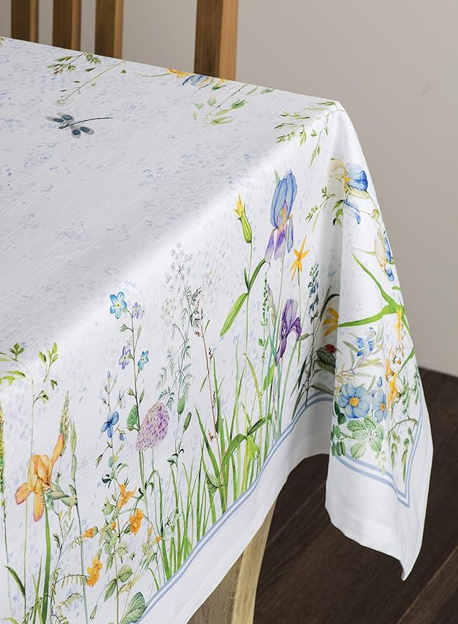 Maison d' Hermine Table Cloth Square Table 100% Cotton 54 x 54 Inches Tablecloth Reusable Decorative for Dining Room Farmhouse Home Valentines Day Decorations Spring Summer - Fleurs De Mai
