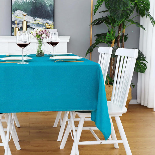 FOLINS&HOME Teal Rectangle Tablecloth - 52 x 70 Inch Turquoise Wrinkle Free Waterproof Polyester Table Cloths, Spillproof Heavy Duty and Washable Table Cover for Party, Banquet, Oblong/Rectangular