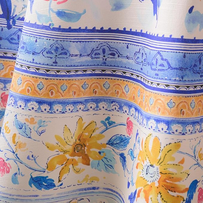 Maison d' Hermine Table Cloth Round Table 100% Cotton 63 Round Inches Tablecloth Reusable Decorative for Dining Room Farmhouse Home Valentines Day Decorations Spring Summer - Girassol