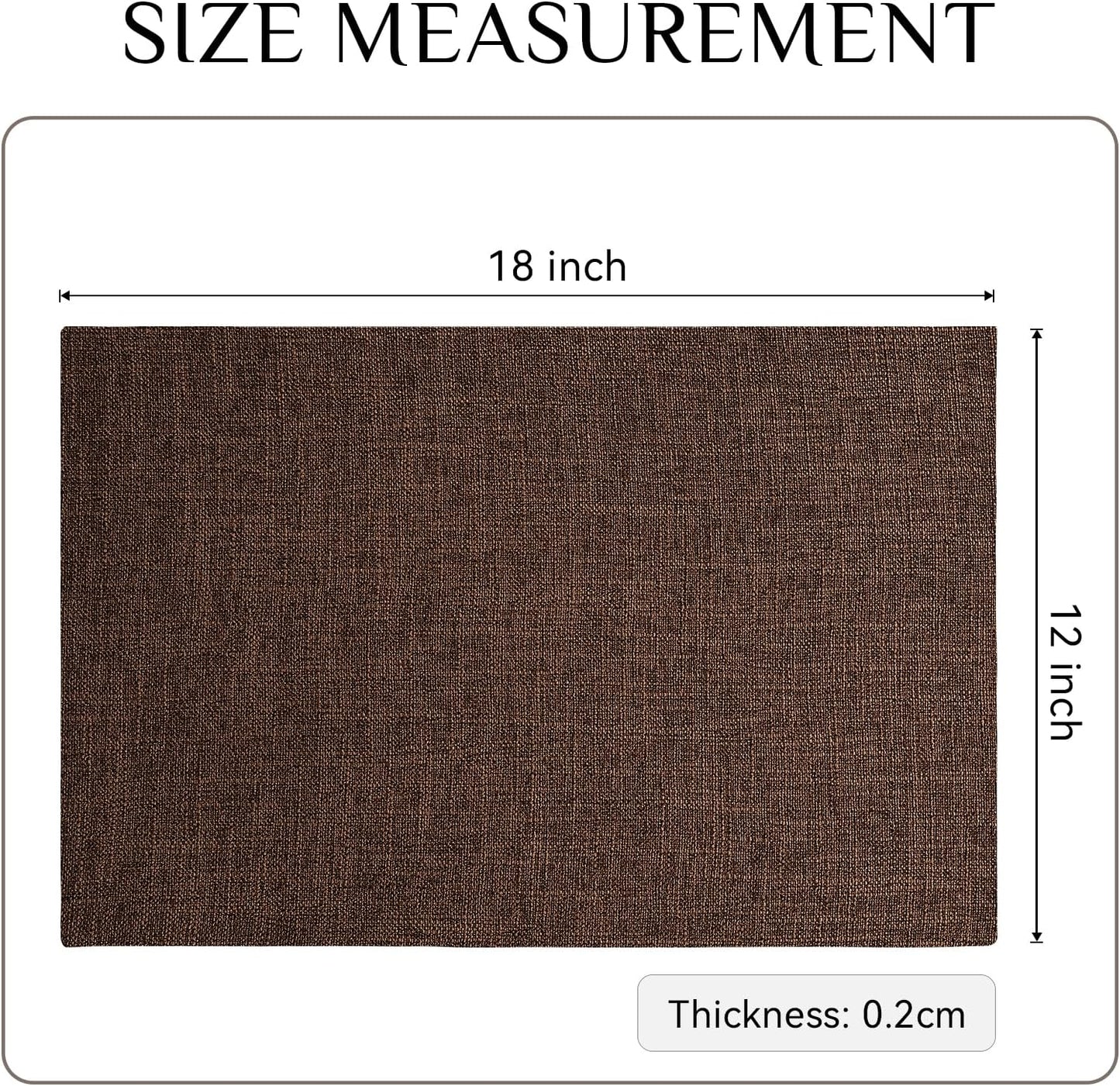 Softalker Faux Linen Placemats Set of 8-12 x 18 Inch, Heat Resistant Double Layered Durable Burlap Farmhouse Place Mats, Non-Slip Washable Rustic Table Mats for Dining, Kitchen, Party(Dark Brown