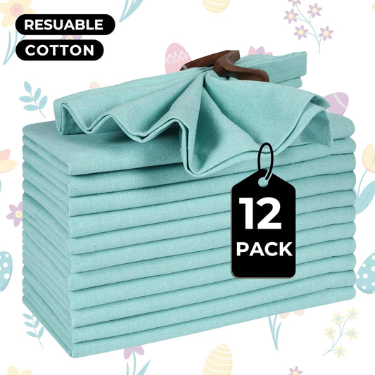Homidate Cotton Cloth Dinner Napkins Set of 12 – 18x18 Aqua Green – Machine Washable Fabric Napkins for Weddings, Parties, Thanksgiving, Christmas & Everyday Dining