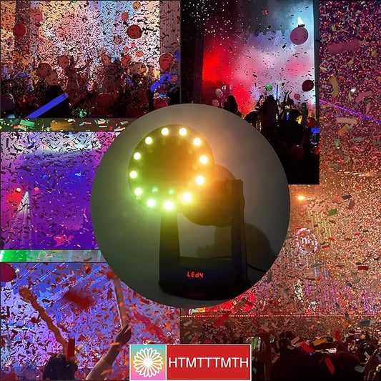 12LED Confetti Launcher, 1500W High-Power Fan, Remote Control, 8-10m Blowing Height