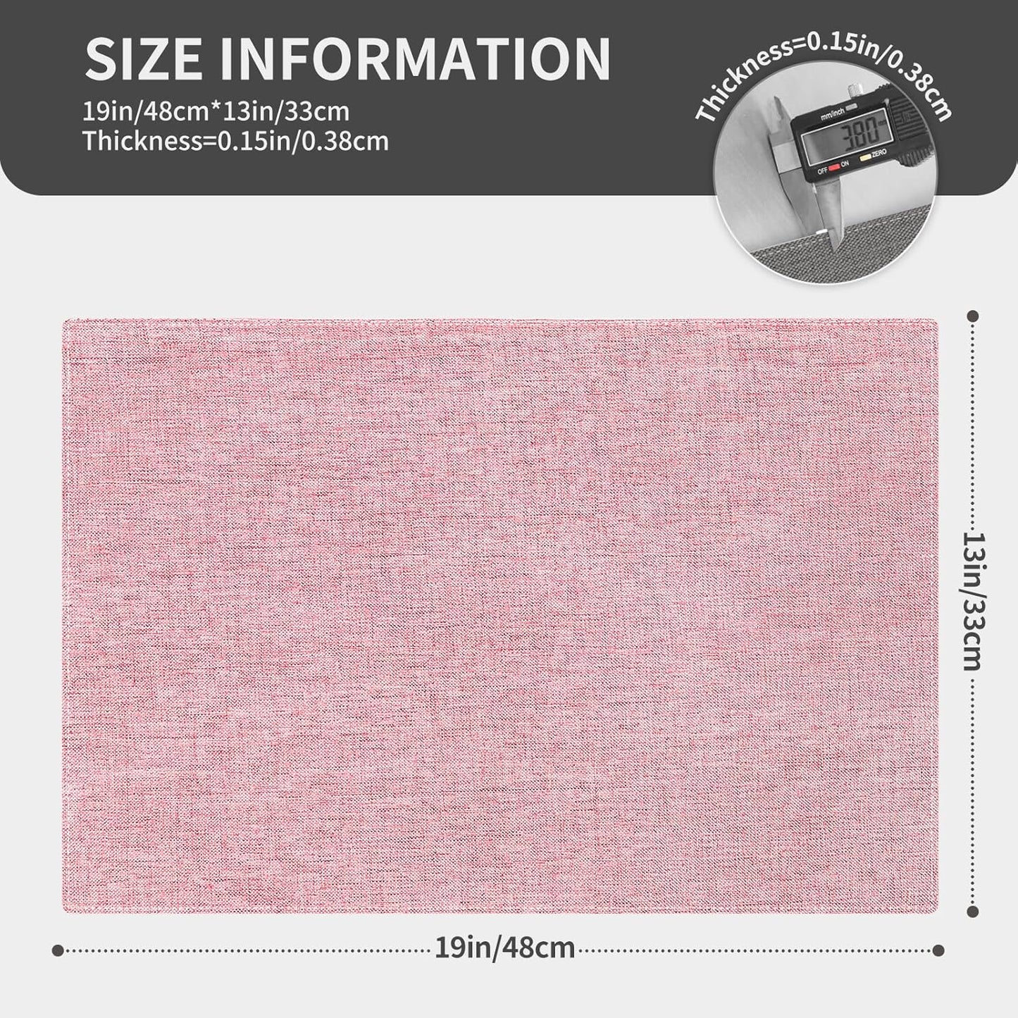 Cloth Placemats, Set of 4 Heat-Resistant Cotton Linen Blend Double Layered Machine Washable Place Mats, Wrinkle Free Thick Fabric Dining Table Mats for Indoors & Outdoors (Baby Pink, 4)