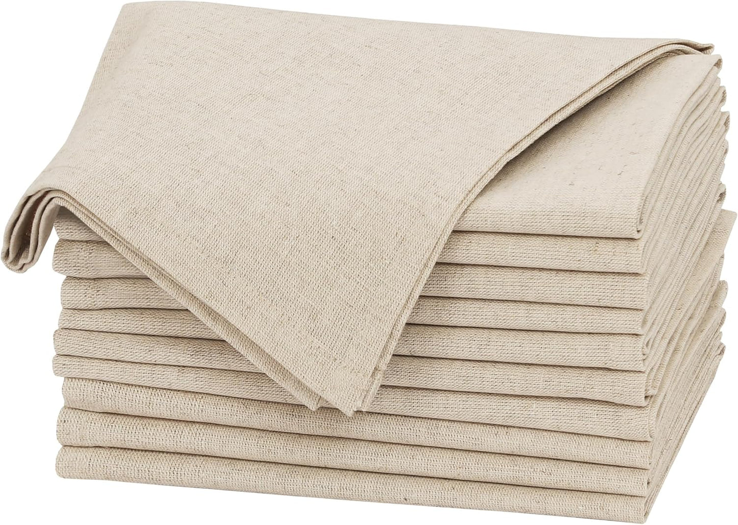 Ruvanti Cloth Napkins Set of 12, 18x18 Inches, Napkin Cloth Washable, Soft & Absorbent 100% Cotton Napkins, Perfect for Wedding, Christmas, Thanksgiving, and Dinner - Natural Color
