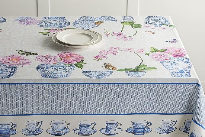 Maison d' Hermine Table Cloth Square Table 100% Cotton 54 x 54 Inches Tablecloth Reusable Decorative for Dining Room Farmhouse Home Valentines Day Decorations Spring Summer - Canton