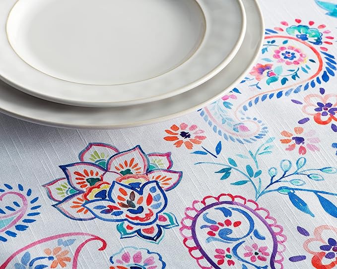 Maison d' Hermine Table Cloth Rectangle Table 100% Cotton 70 x 90 Inches Tablecloth Reusable Decorative for Dining Room Farmhouse Home Valentines Day Decorations Spring Summer - Indian Floral