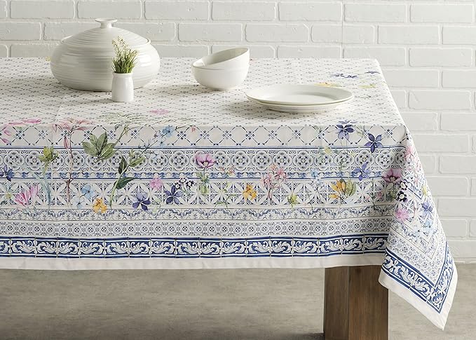 Maison d' Hermine Table Cloth Rectangle Table 100% Cotton 70 x 120 Inches Tablecloth Reusable Decorative for Dining Room Farmhouse Home Valentines Day Decorations Spring Summer - Faience
