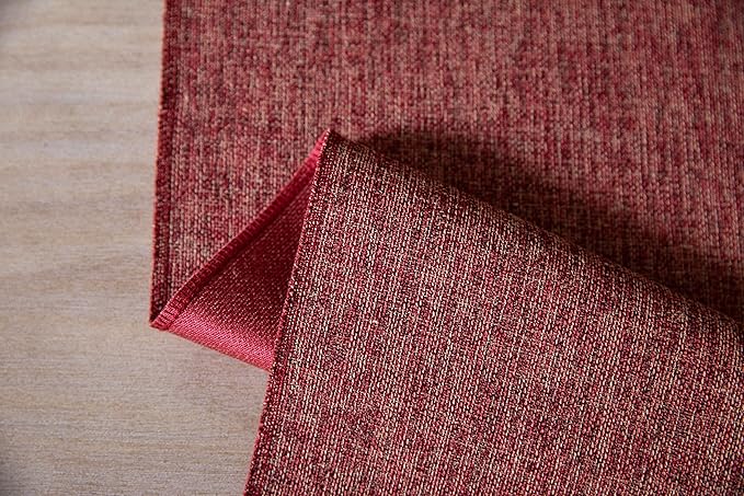 ZeeMart Red Table Runners 72 Inches Long, Burlap Linen Style Rustic Farmhouse Table Runner, Boho Woven Dining Table Runner, 13x72 Inches, Red