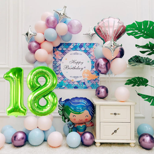 Smlpuame 40 inch Number Balloon 0-9 Green Large Number 18 Balloons,Digital Balloons for Birthday Party Celebration Decorations Supplies, Helium Foil Number Balloons for Wedding Anniversary