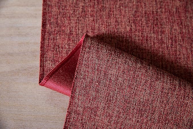 ZeeMart Red Table Runners 108 Inches Long, Burlap Linen Style Rustic Farmhouse Table Runner, Long Boho Dining Table Runner, 13x108 Inches, Red