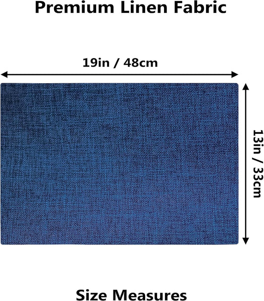 Demetex Navy Blue Place Mats Set of 8 Modern Wipeable Placemats Heat Resistant Table Mats for Holiday Picnic Dinner, 13x19 inch, Navy Blue