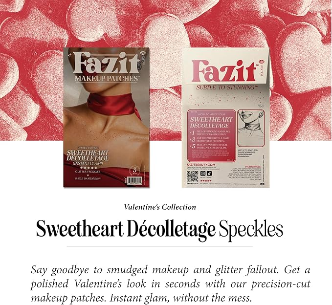 Fazit Makeup Patches - Sweetheart Decolletage Speckles - Glow Up Make-Up Patches - Cute Glitter Makeup Accessories for Women - Cosmetic Glitter for Face