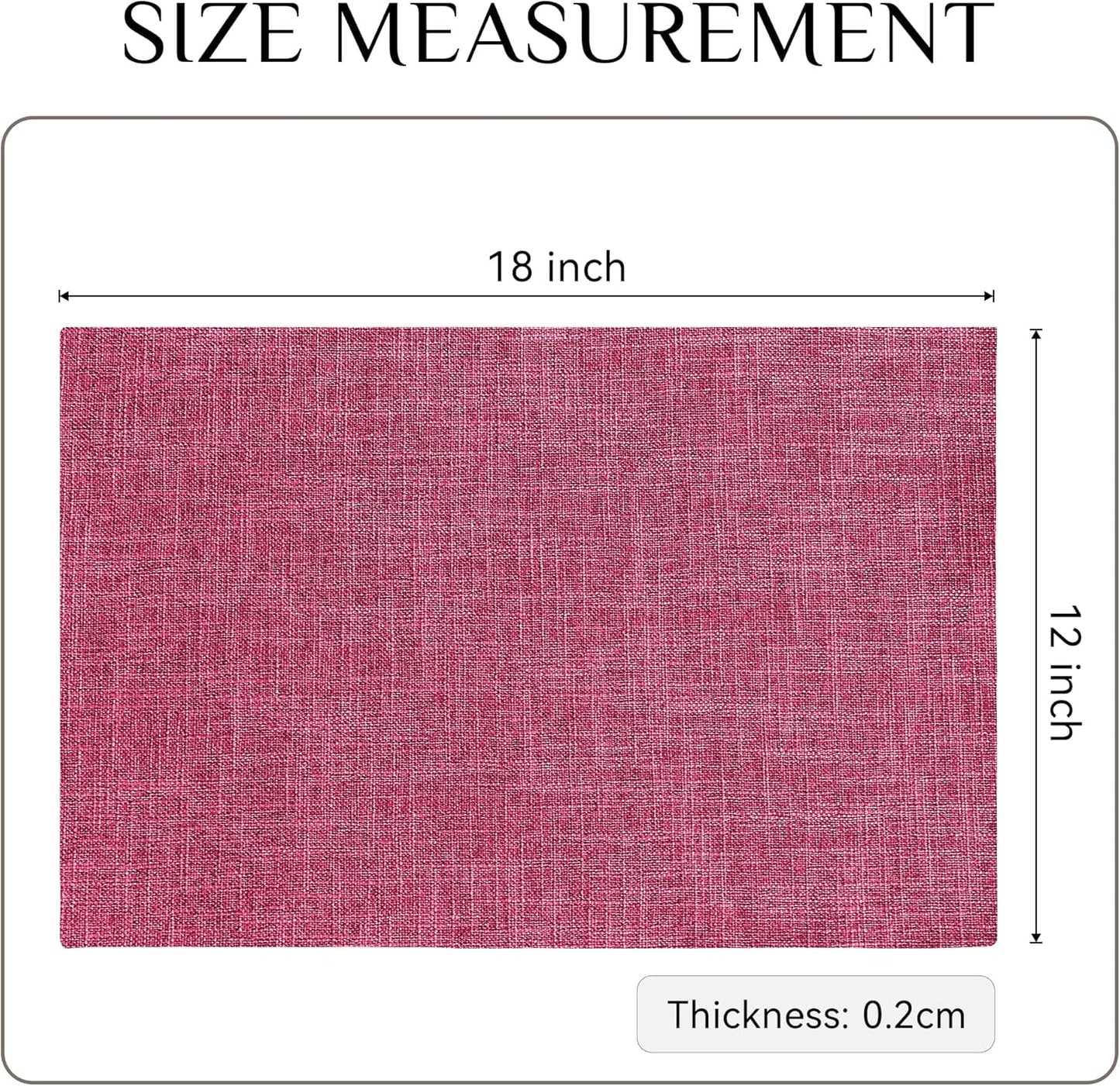 Softalker Faux Linen Placemats Set of 8-12 x 18 Inch, Heat Resistant Double Layered Durable Burlap Farmhouse Place Mats, Non-Slip Washable Rustic Table Mats for Dining, Kitchen, Party(Pink