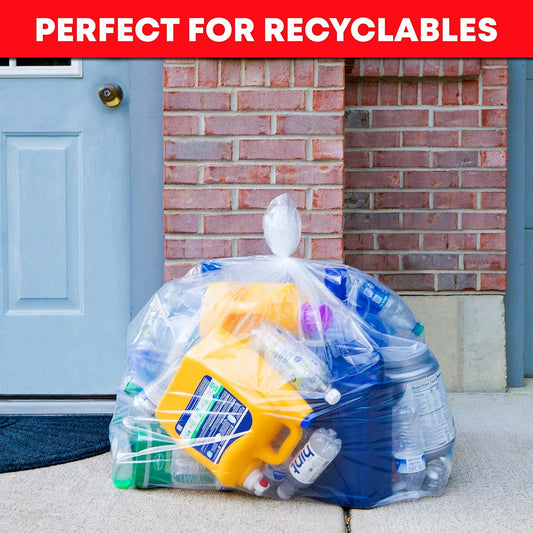 Veska 30-33 Gallon Clear Trash Bags Heavy Duty (Value Pack 250 Bags) Large Clear Plastic Recycling Garbage Bags. Large Trash Bags 30+, 32 Gallon