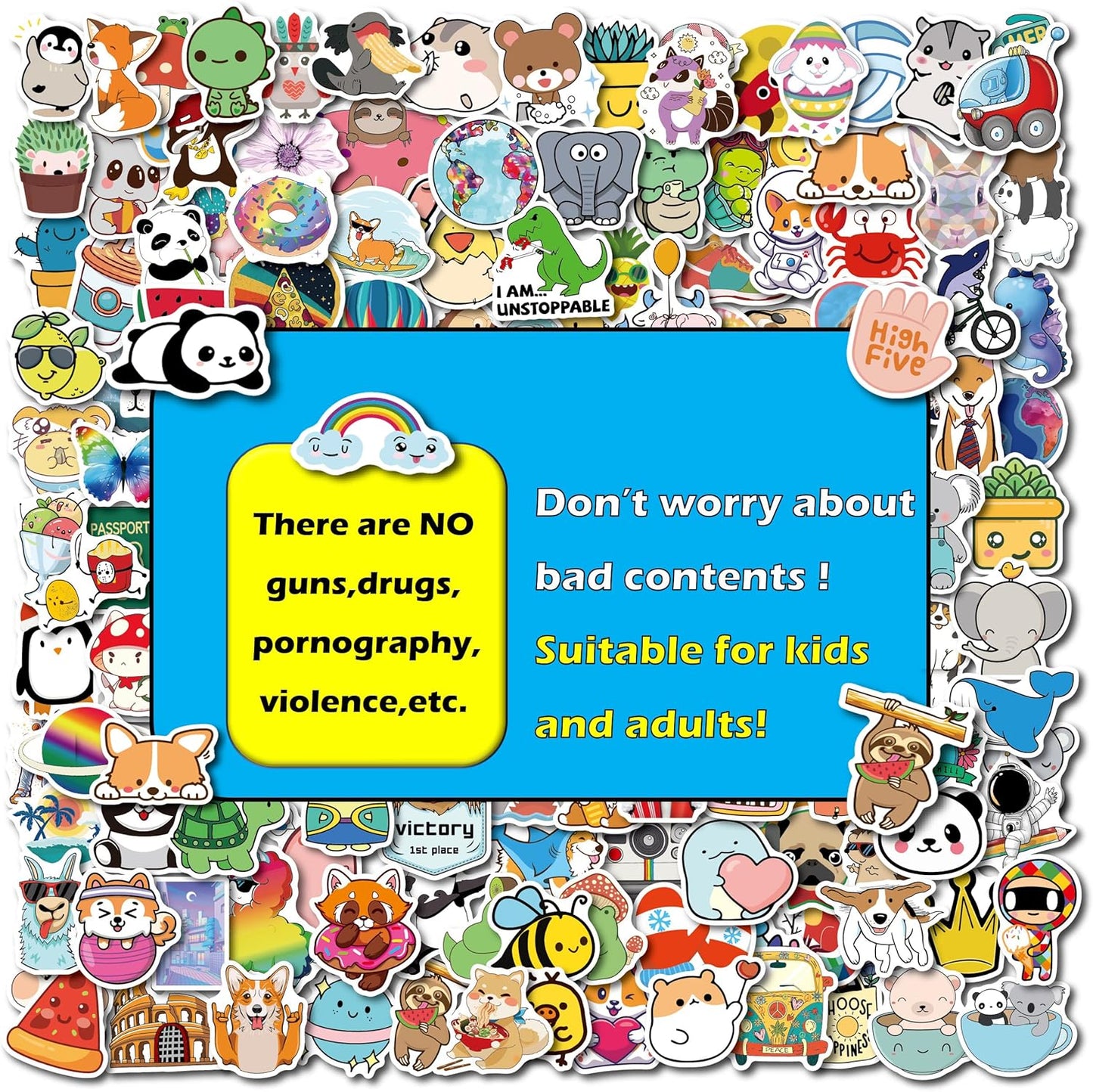 Stickers for Water Bottles, 300PCS Water Bottle Stickers for Kids, Waterproof Vinyl Stickers, Cute Stickers Pack
