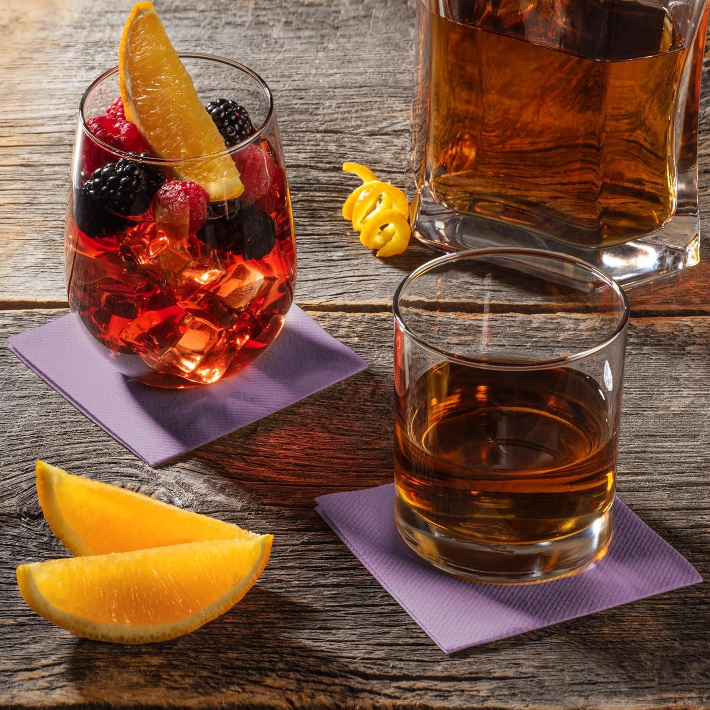 AMERICAN HOMESTEAD Cocktail Napkins - Premium 4.75"x4.75" Disposable Linen-Like Beverage Napkins - Bulk Square Party Bar Serviettes for Weddings, Parties, Events, and Daily Use - (Lilac -100 Count)